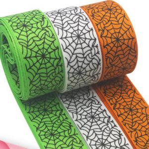 China 2.5cm Hot Sale Spider Web Happy Halloween Printing Grosgrain Gift Ribbon on sale