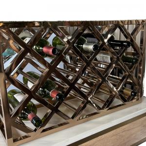 Quality Non Faded Stainless Steel Metal Fabrication Mirror Surface Metal Wine Rack Rose Gold for sale
