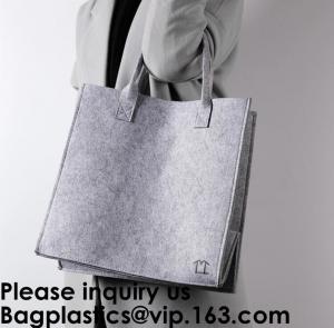 Quality Grocery Bags Reusable Eco Shopping Bags Large Made By Felt Fabric Produce Bags Stylish Travel Tote Bag Gray for sale