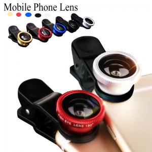 China Universal clip on phone 3in1 lenses for Moblie Smart Phones 3 in 1 FishEye Wide Angle Macro Lens For iPhone For XIAO MI on sale