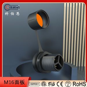 M16 3 Core Waterproof Panel Mount Connector IP67 Nylon Male Pin Connector