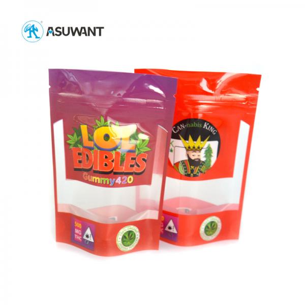 Buy Candy Sugar Mylar Food Bags Stand Up Plastic Zipper With Window at wholesale prices