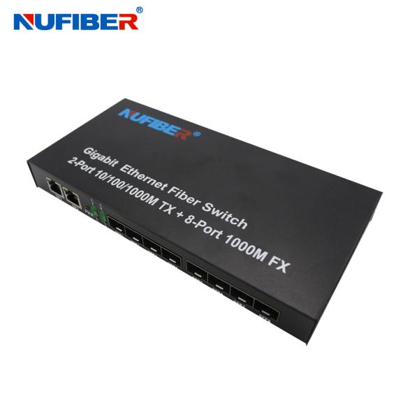 10/100/1000M 8-port SFP+2 Rj45 port Fiber Optic Ethernet Switch Media converter
