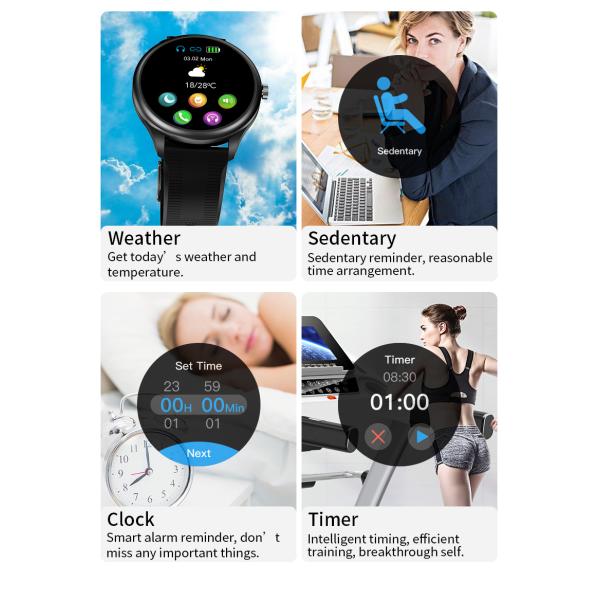 1.28 Inch Round Touch Screen ECG Smart Watch Wifi Music Control