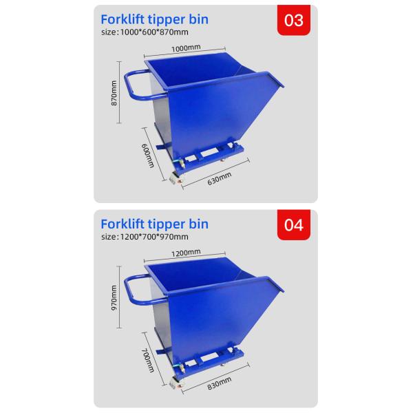 Heavy Duty Durable Waste Tipping Skips Steel Metal Self Dump Hopper Garbage Collector