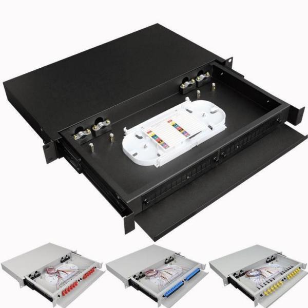 Black Rack Mount Fiber Termination Box FC Patch Panel ODF 24Core