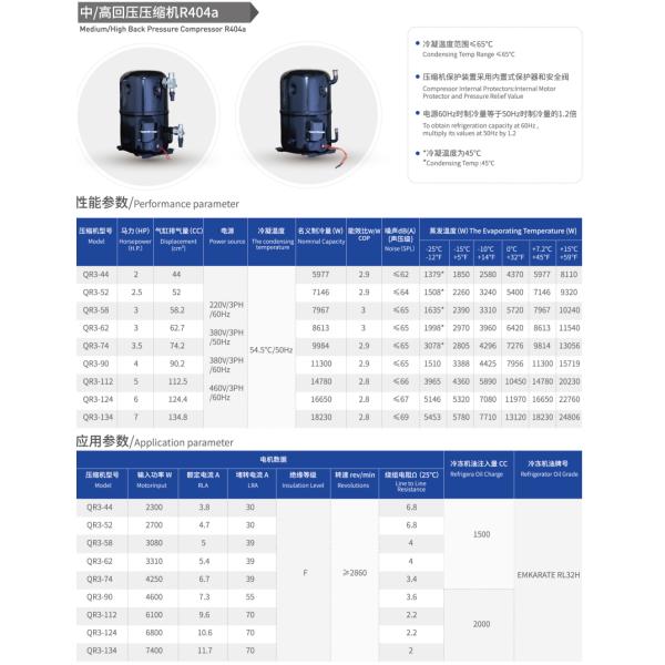 R404a Q41A Hermetic Piston Refrigeration Compressor 220-240V 1PH 50Hz 208-230V 60Hz