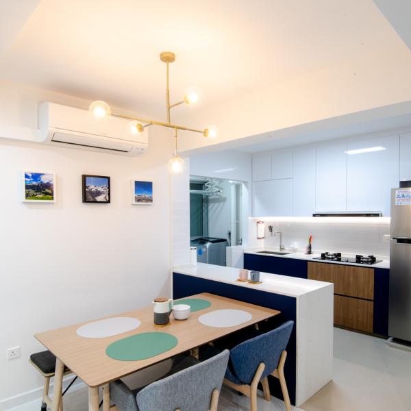 Modern High Gloss White Lacquer Kitchen Cabinet Small Navy Blue Storage Home Modular Wood Texture