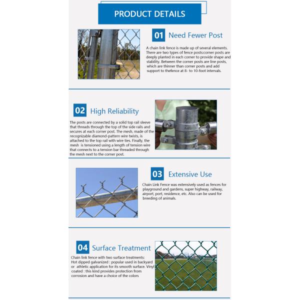 2mm Gauge 60x60mm Diamond Chain Link Fencing Farm And Field Products