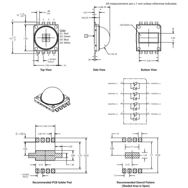 MCE4WT-A2-0000-000M01 SMD High Power LEDs SMD-8 4 Channel
