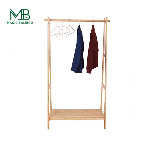 Non-folding Rack Modern Design Bedroom Clothes Organizer Strong Bamboo Clothes Rack
