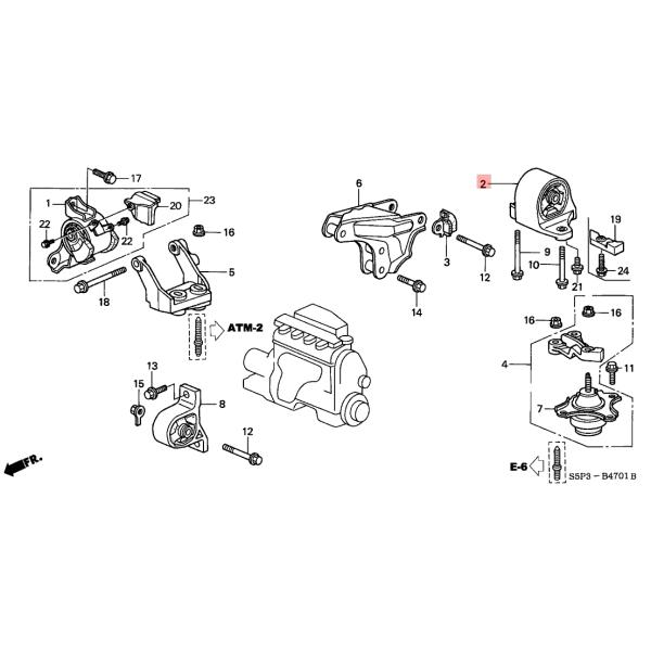 Rubber Rear Engine Mount 50810-S5A-992 Honda Civic 2001-2005 1.7L