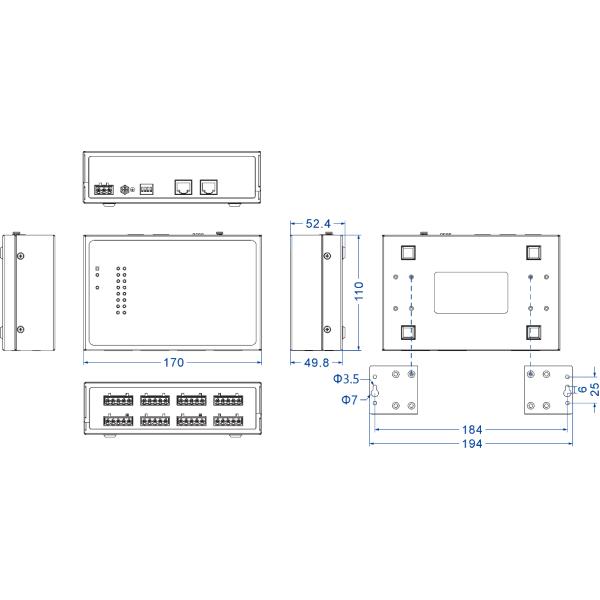 Aluminum Alloy Modbus Ethernet Gateway Desktop Mounting Installation