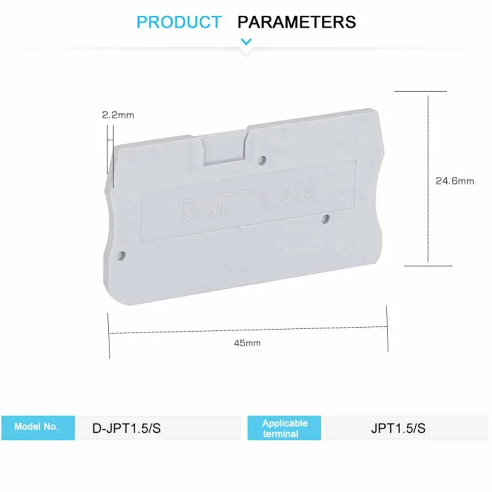 D-PT1.5 Barrier Plate For PT1.5 Wire Electrical Connector PT Type Din Rail Terminal Block Accessories D-PT 1.5 End Cover