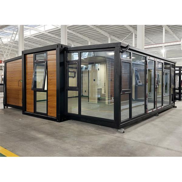 20ft brown expanded container house with glass curtain wall