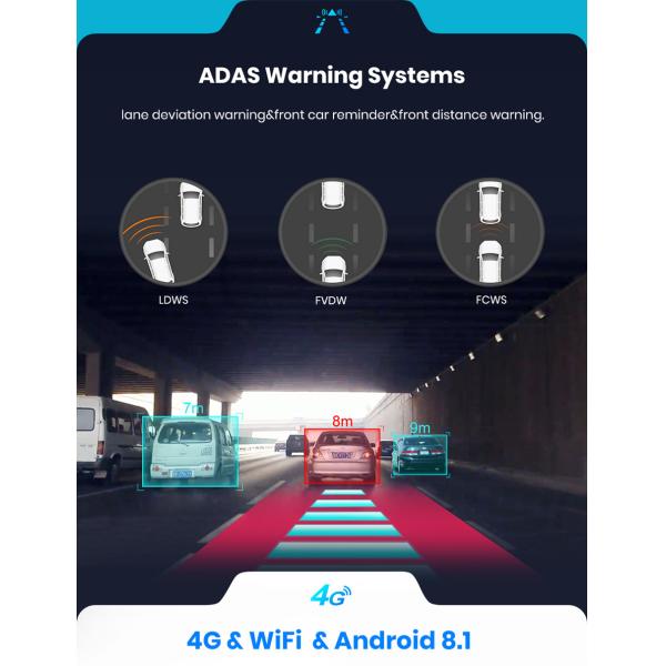 1080p 12 Inch 4G 2GB RAM HDR Dashcam Bluetooth android mirror dash cam