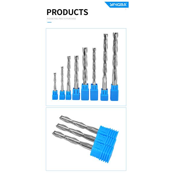 YINGBA Wholesale Price Solid Carbide 2 Flutes Spiral Milling Cutter Cnc Bits Wood Tools Up-cut Router Bits End Mill