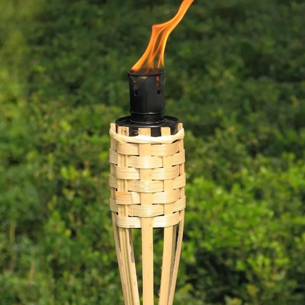 Bamboo Torches Outdoor Citronella Torch Large Patio Torch For Tropical Decor , Lighting Luau Party