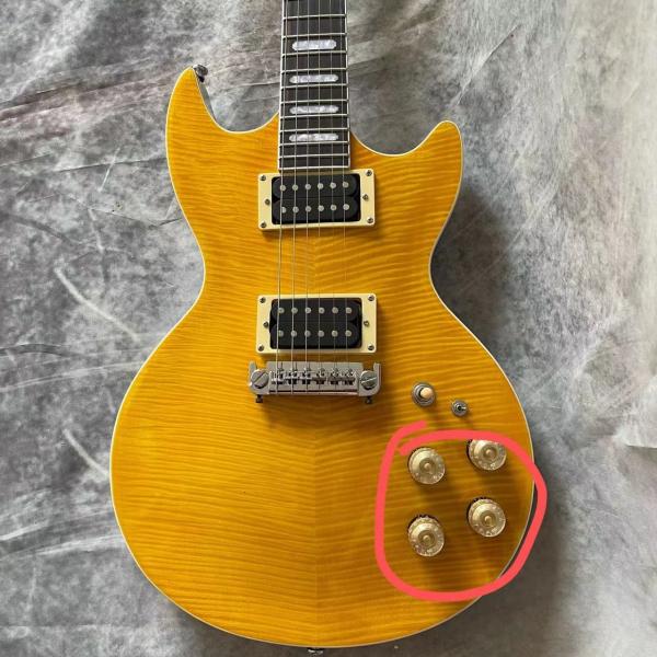 Custom Flamed Maple Veneer Pearloid Notched Block Inlays OVATION Electric Guitar