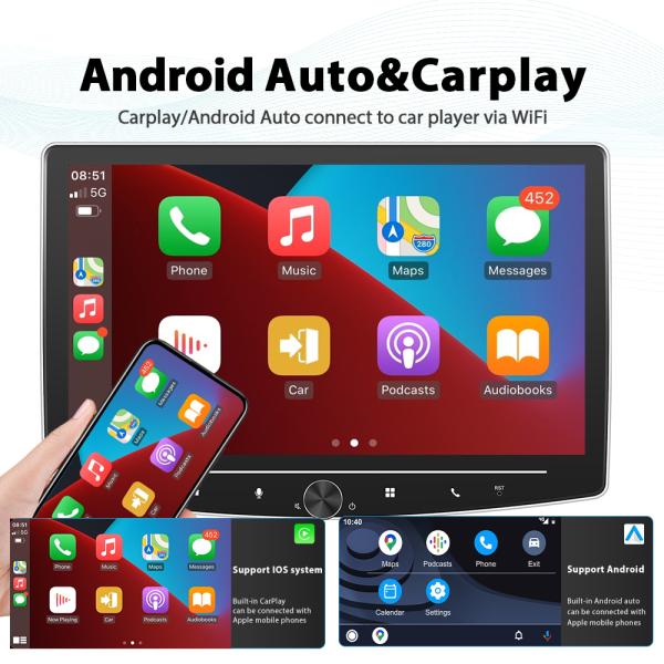 10inch Touch Screen FM Bluetooth Carplay Android Audio/Backup Camera Car Stereo Radio with USB Connection