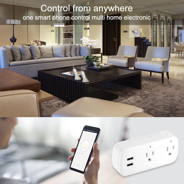 Smart Home Wireless Plug Socket US Standard Tuya Smart Plug With 2 USB Ports