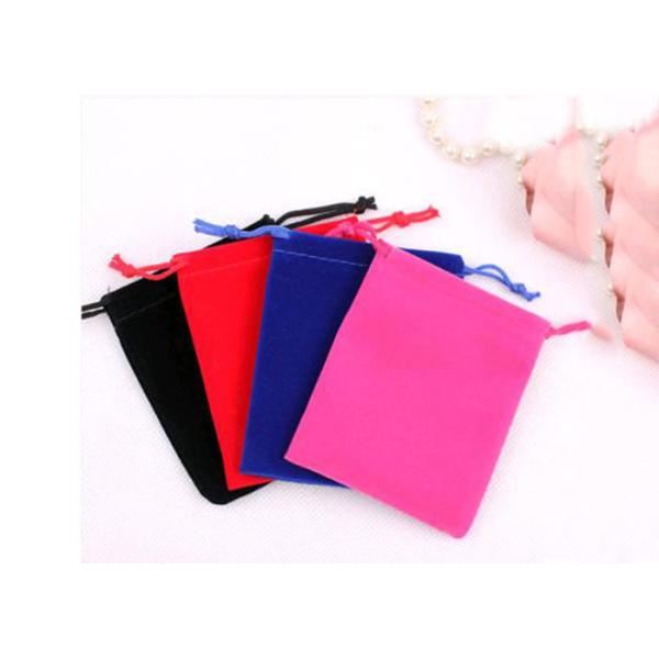 Durable Style Small Velvet Drawstring Bags Cotton Flap Soft Pink Colored