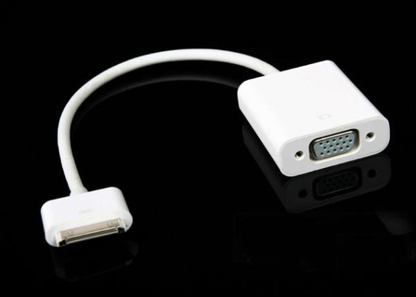 White Plug And Play Apple IPad / IPhone 4 / IPod Touch Female VGA Adapte