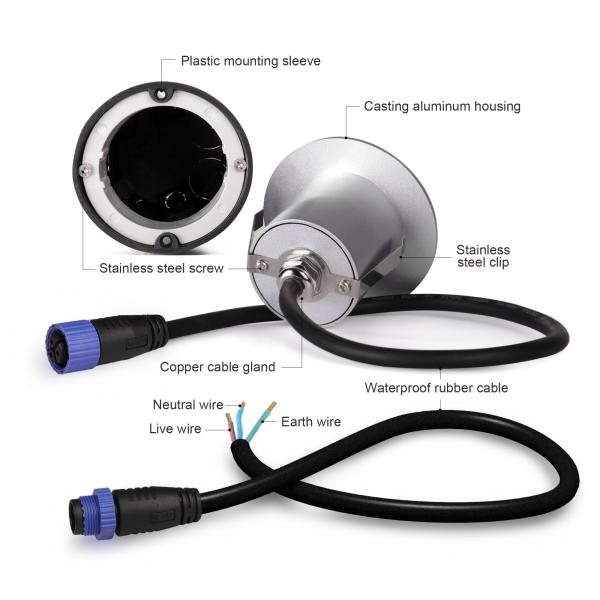 12VDC/24VDC Outdoor Wall Light Casting Aluminum Housing Round Shape IP65 Waterproof