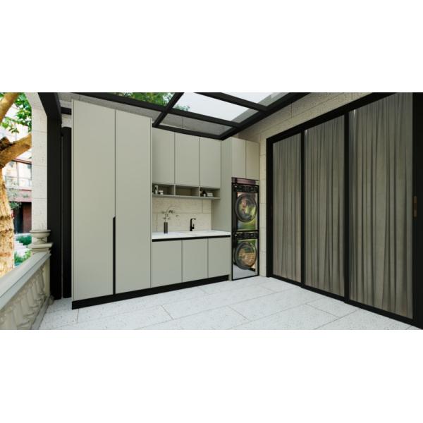 Greige Stainless Steel Balcony Storage Cabinet With Multiple Storage Units