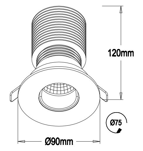 15W 730Lm Tiny cut out 75mm 180 degree adjustable of Led downlight with Xiezhen driver