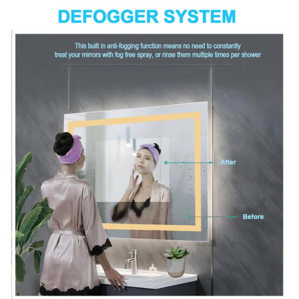Rectangle Illuminated Bathroom Vanity Mirror With Screen Touch Switch And Waterproof LED Strip