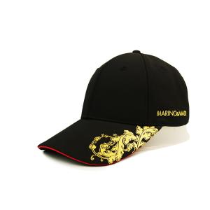Quality Gold Print On Both Sides Black Sport Cap , 6 Panel Baseball Custom Logo for sale