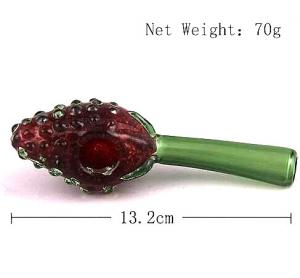 Quality Strawberry Style 70g Glass Dry Pipe Spoon Shape Glass Pipes Tobacco Colorful Handhold Glass Smoking Pipe for sale