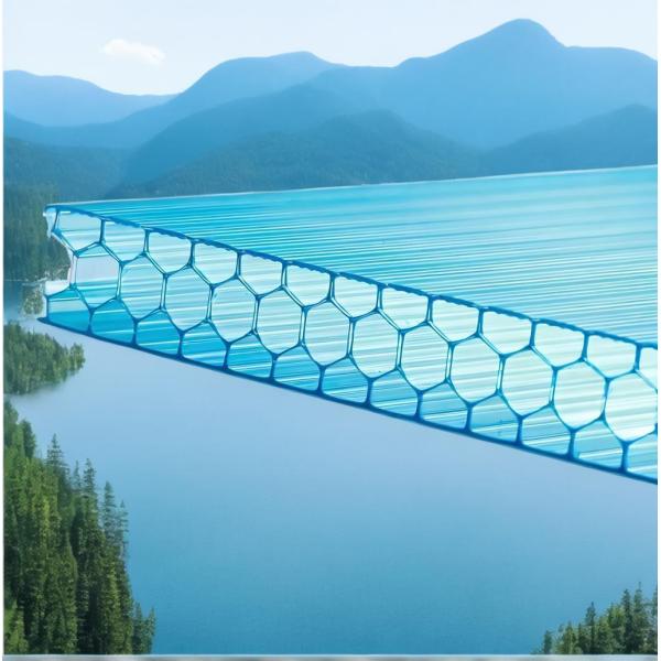 2.1m*5.8m Size 16mm Colored Honeycomb Polycarbonate Sheet Superior Light Diffusion And Thermal Insulation For Construction