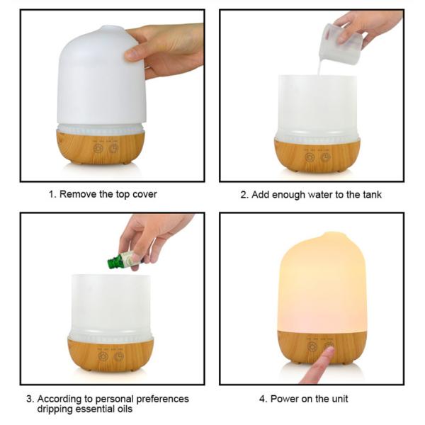 300ML Ultrasonic Wood Grain Aroma Diffuser with 7 Color Lights and 4 Timer,Auto Shut-off Function