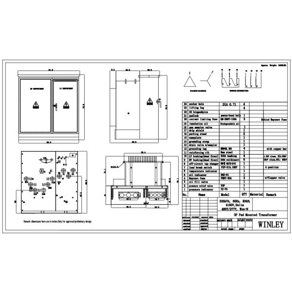 225Kva Pad Mount Three Phase Oil Immersed Distribution Transformer 4160V To 480V