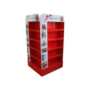 Quality Corrugated Cardboard Display Shelves , Red Cardboard Floor Display Stands for sale