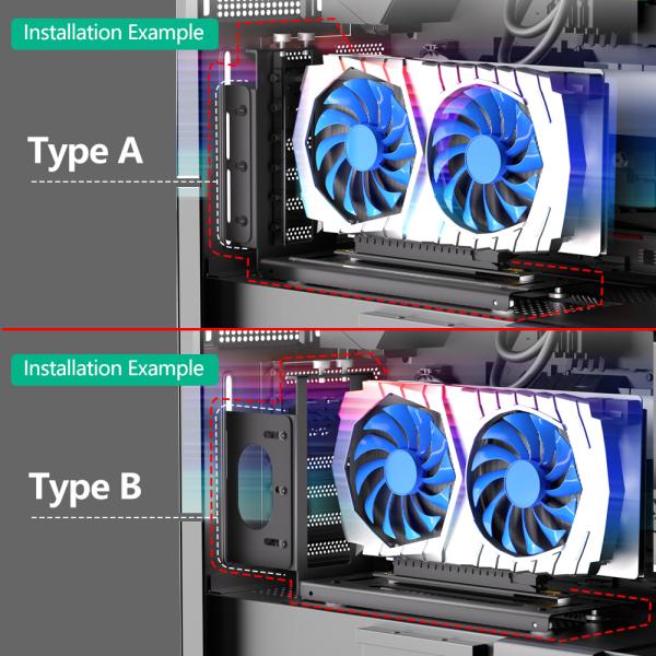 Screw Fixed Graphics Card Holder PCI-E Extension Cable 16x Vertical Installation Stand Adapter
