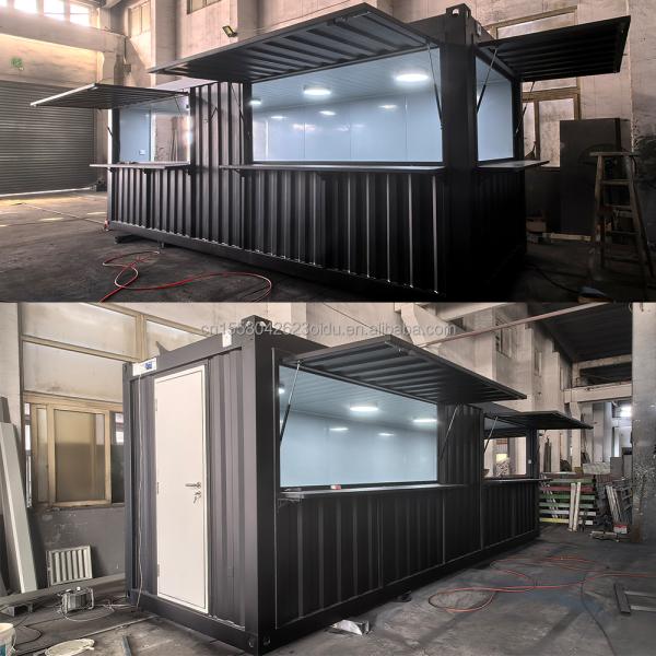 Galvanized Steel Square Tubes Main Structure Container Houses for Whole Assemble 20ft 40ft Prefab Coffee Shop
