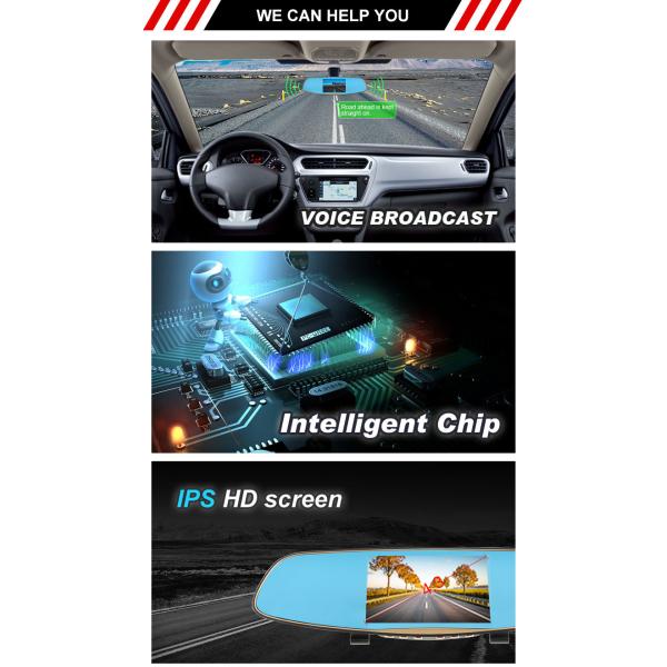 Rear View Lens Front And Rear Car Camera Recorder 1080P , 5 Inch Mirror