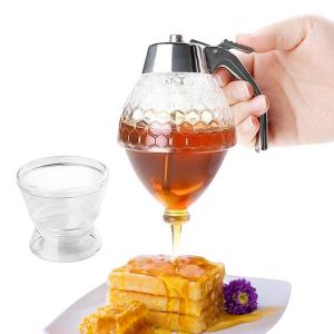 Quality No Drip Plastic Honey Sugar Syrup Dispenser Container With Storage Stand / Stopper for sale