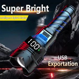 Brightest Rechargeable LED Flashlight IP65 Waterproof Aluminum Alloy Zoom