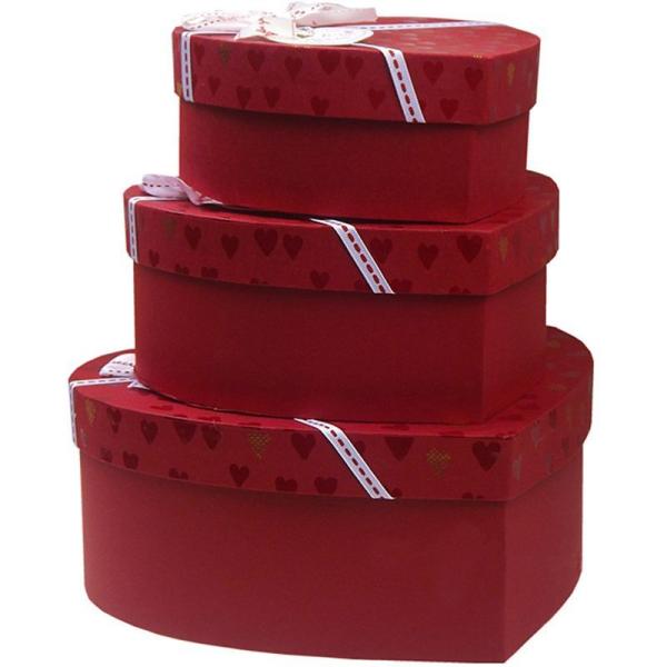 Red Customized Gift Box Heart Shaped Paper Chocolate Packaging Box With Logo Printing