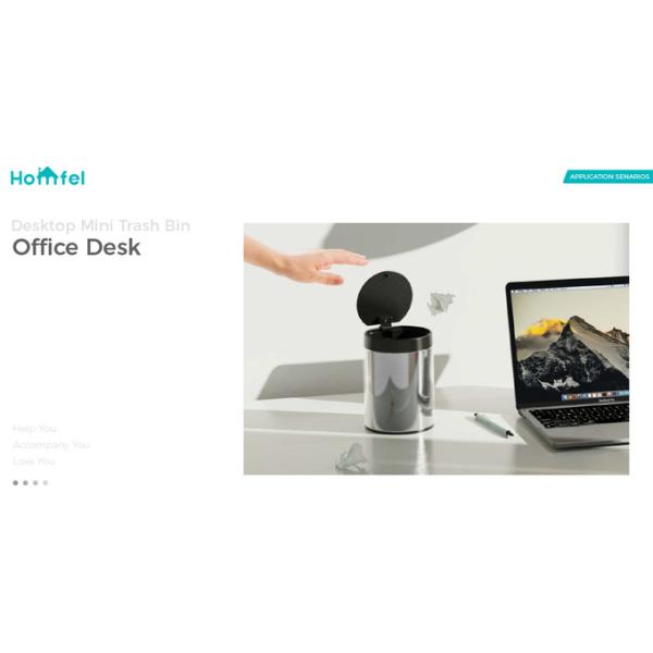 Support Room Space Selection 1.5L OEM Stainless Steel Desktop Mini Trash Bin with Press Open