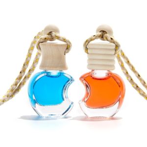 China Flat Round Hanging Glass Diffuser Bottles Car Perfume 8ml on sale China Flat Round Hanging Glass Diffuser Bottles Car Perfume 8ml on sale