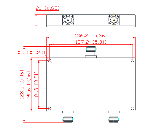 138 To 960MHz N Female 2 Way 50Ohm Wilkinson Power Splitter