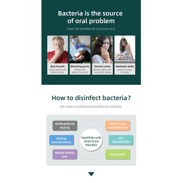 Automatic Smart Toothbrush Disinfection Case Space Saving With Rohs FCC Certified