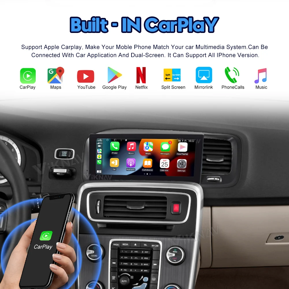 Viknav Car Radio For Volvo S60 (2011-2014) 8.8 inch Stereo Tesla Style Multimedia Player GPS Navigation DVD Head Unit