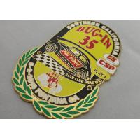 China Synthetic Enamel, Gold Plating Metal Souvenir Gift Car Badge with Laser Engraved On Back Side for sale