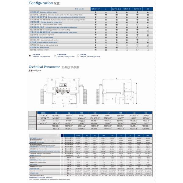Guillotine Automatic Packaging Machine 115 Programmed touch screen with 6 language LCD Single/Double hydraulic pump